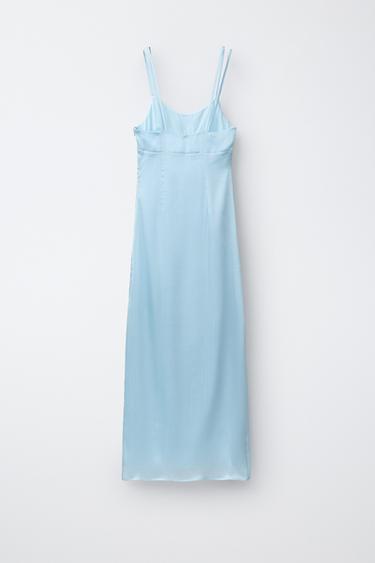 ROBE UNIE SATINÉE - Bleu pastel de Zara - Image 1