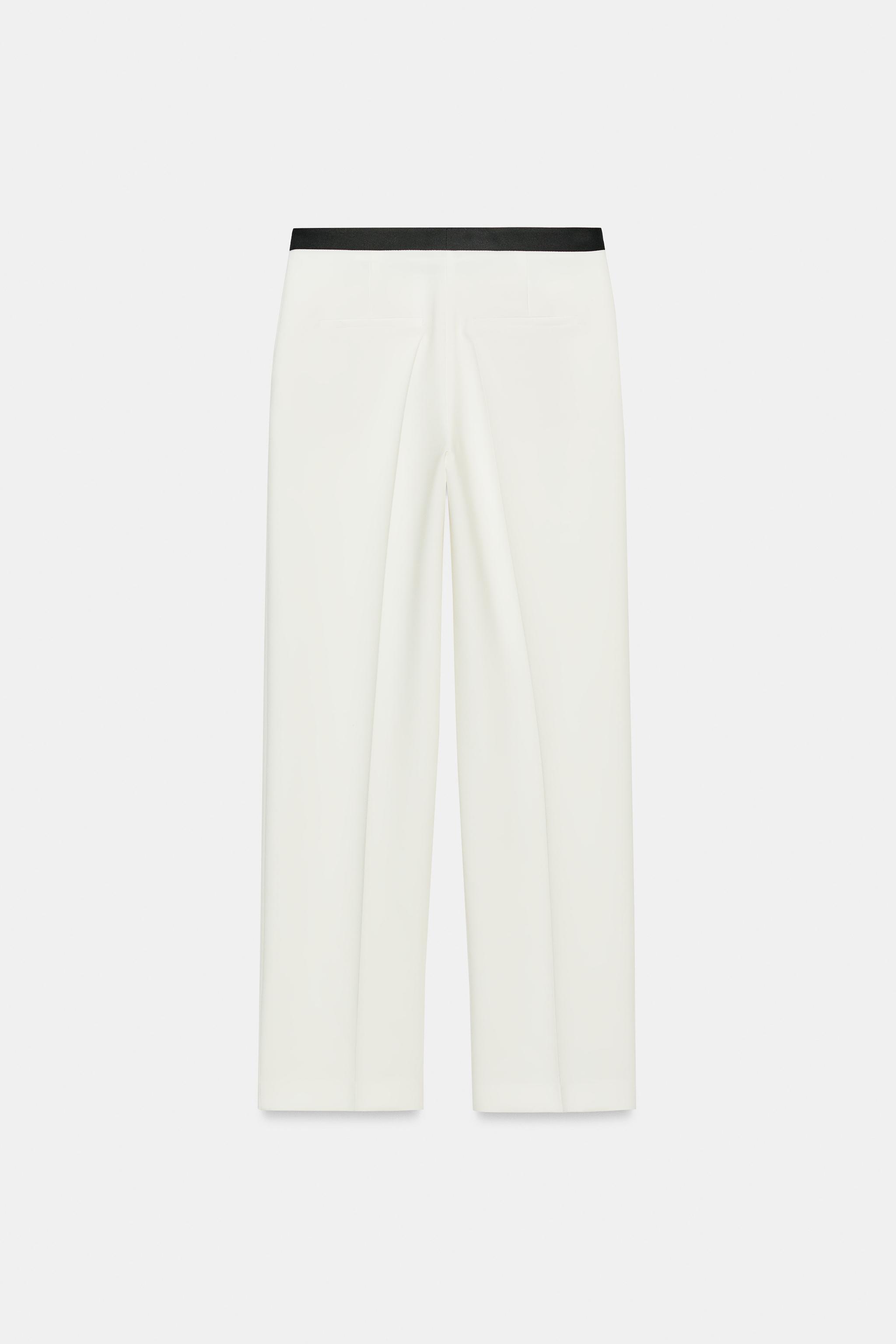 CONTRAST WAIST STRAIGHT PANTS