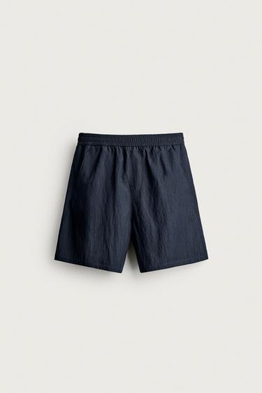 RELAXED FIT FLOWING BERMUDA SHORTS - Blue by Zara