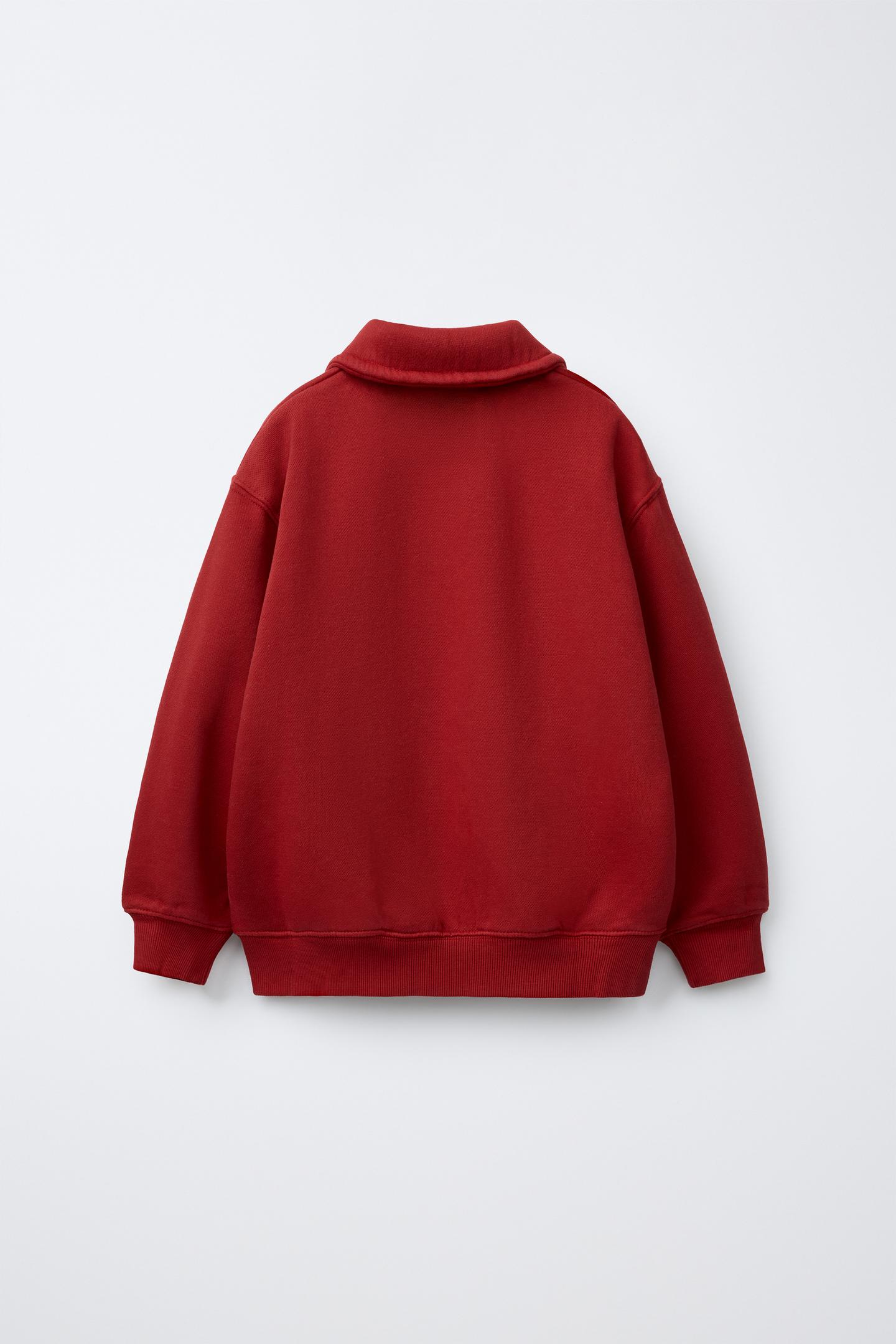 Детская толстовка Zara Polo Collar Pocket, цвет: Красный — фото 2
