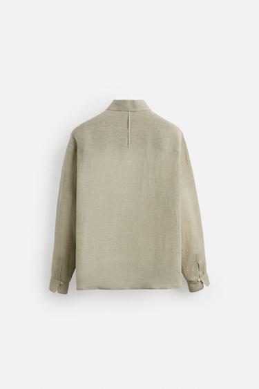 CHEMISE RELAXED FIT MÉLANGE DE LIN - Vert sauge de Zara - Image 8