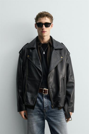 LEATHER BIKER JACKET LIMITED EDITION - Black by Zara