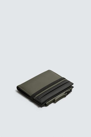 RUBBERISED WALLET WITH COIN POUCH - Khaki Green by Zara - Image 1
