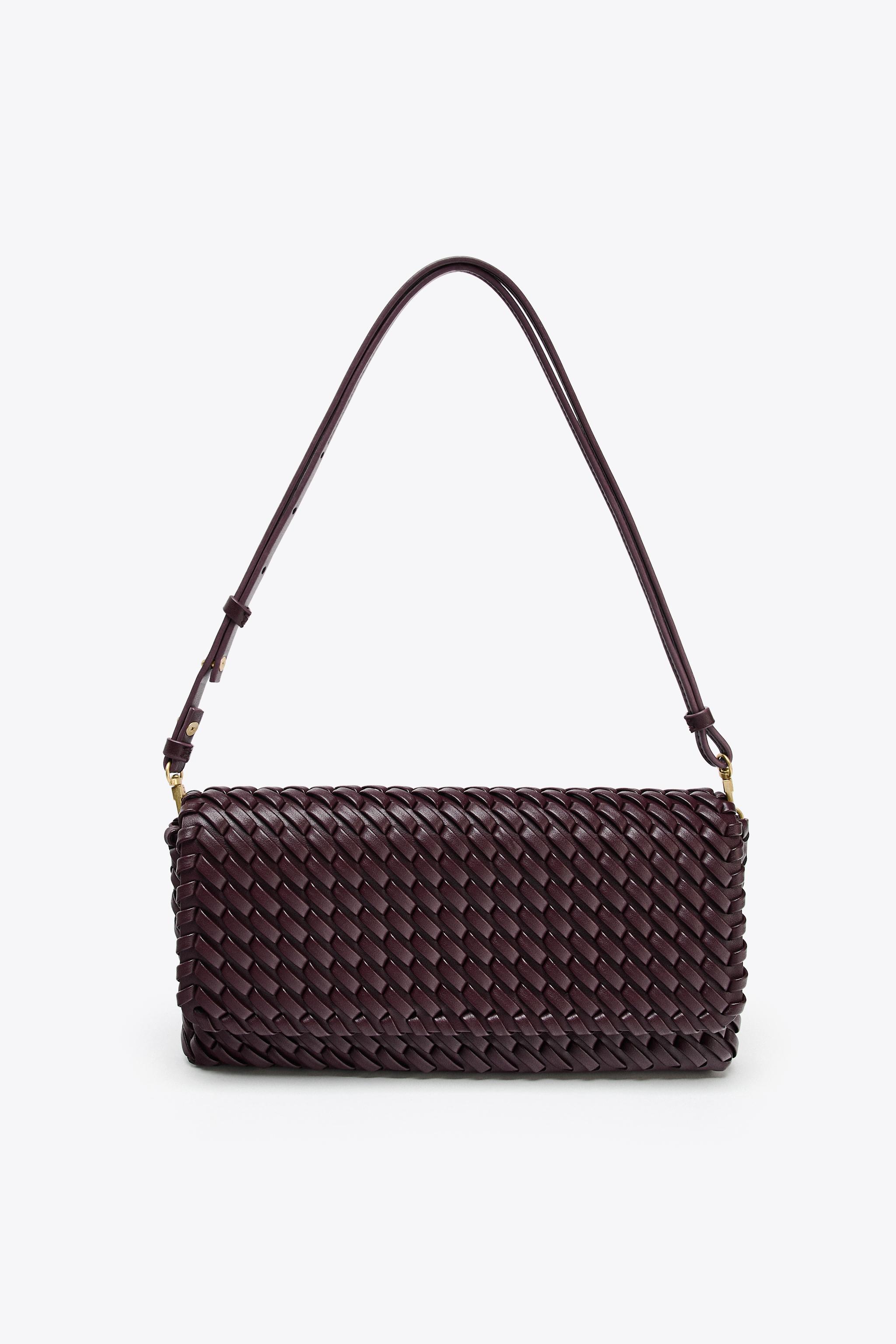 【ZARA】編み込み長方形バッグ ボルドー | 6261/510/624 タグ付き新品☆ZARAの編み込み長方形バッグ☆ボルドー色☆完売