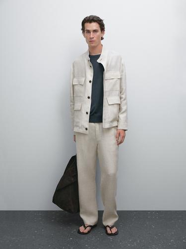 Pantalon en lin total look - Écru de Zara - Image 0