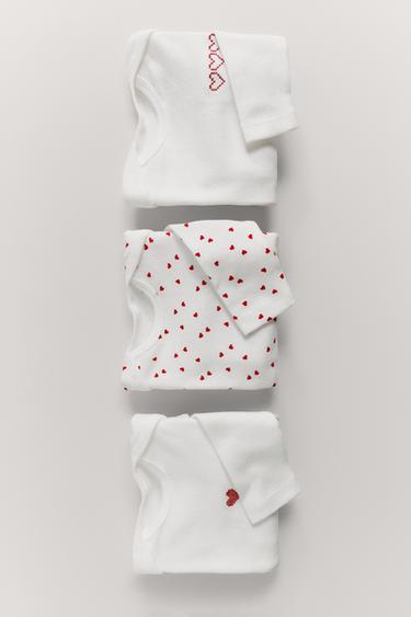 Zara BORDEAUX - 6 AY-3 YAŞ/ ÜÇLÜ KALPLİ BODY PAKETİ