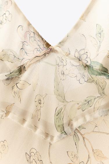 FLORAL PRINT STRAPPY DRESS - Ecru by Zara - Image 5