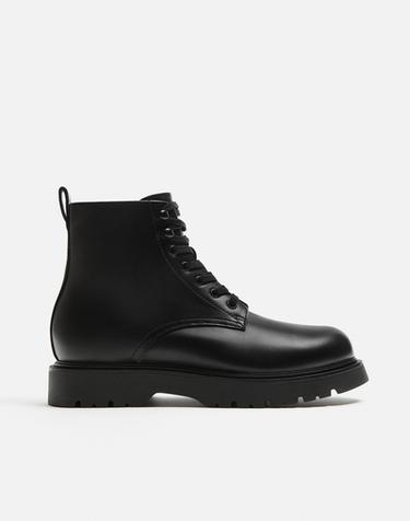 Zara CHUNKY LACE-UP BOOTS - Black