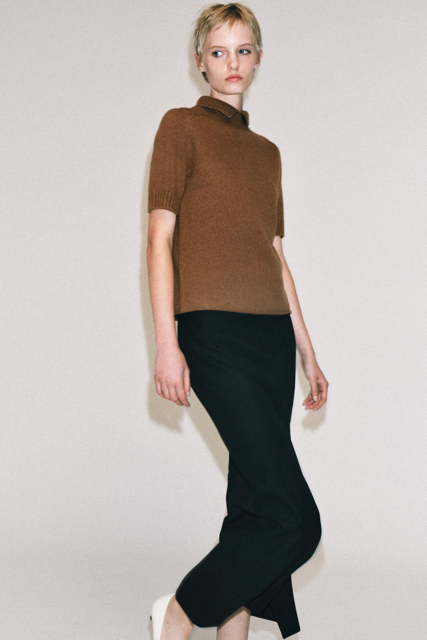 Женский свитер Zara 100% Wool Short Sleeve, цвет: Кирпичный — фото 6