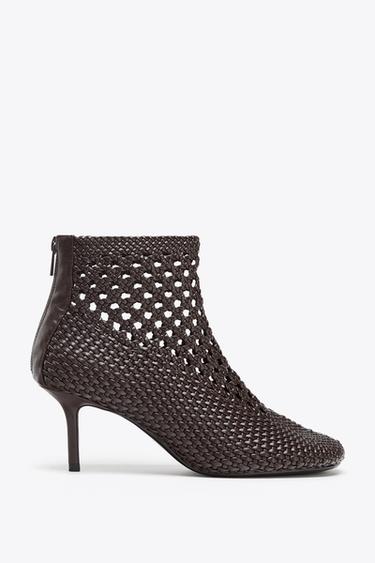 BRAIDED HEELED ANKLE BOOTS - Brown by Zara