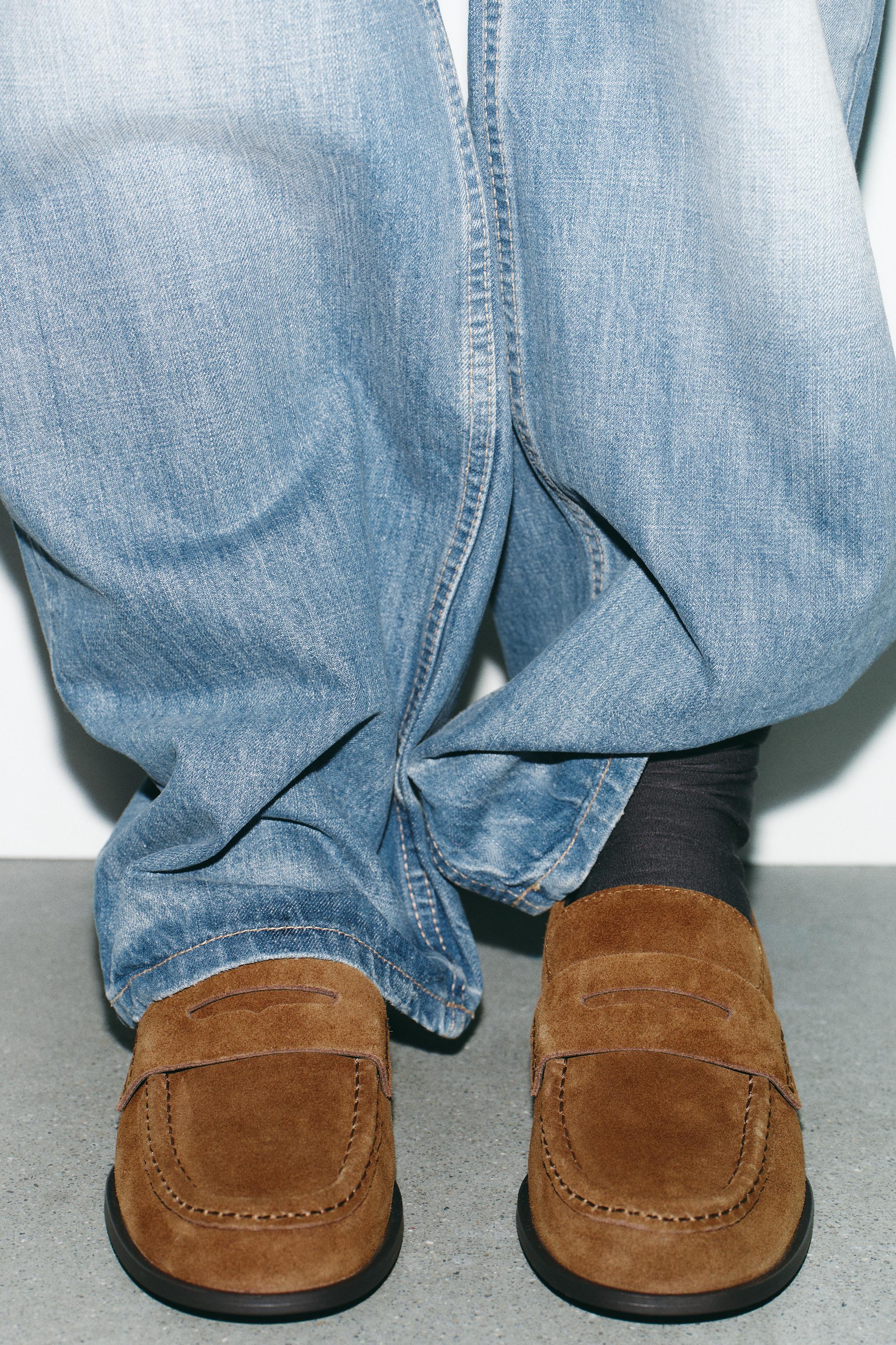 スプリットスエード ペニーストラップ ローファー - ダークゴールデン