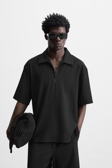 TECHNICAL ZIP-UP POLO SHIRT - Black by Zara
