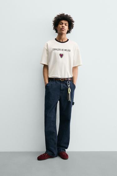 CAMISETA BORDADOS CONTRASTE AMANDA LOBOS X ZARA - Branco-marfim da Zara - Imagem 0