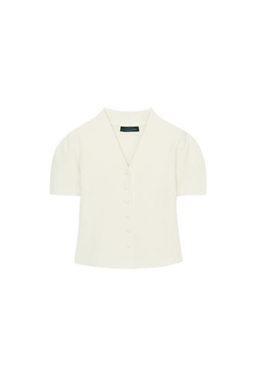 TEXTURED KNIT CARDIGAN - Ecru by Zara