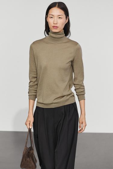 Wool-blend turtleneck knit sweater — Dark salmon 2