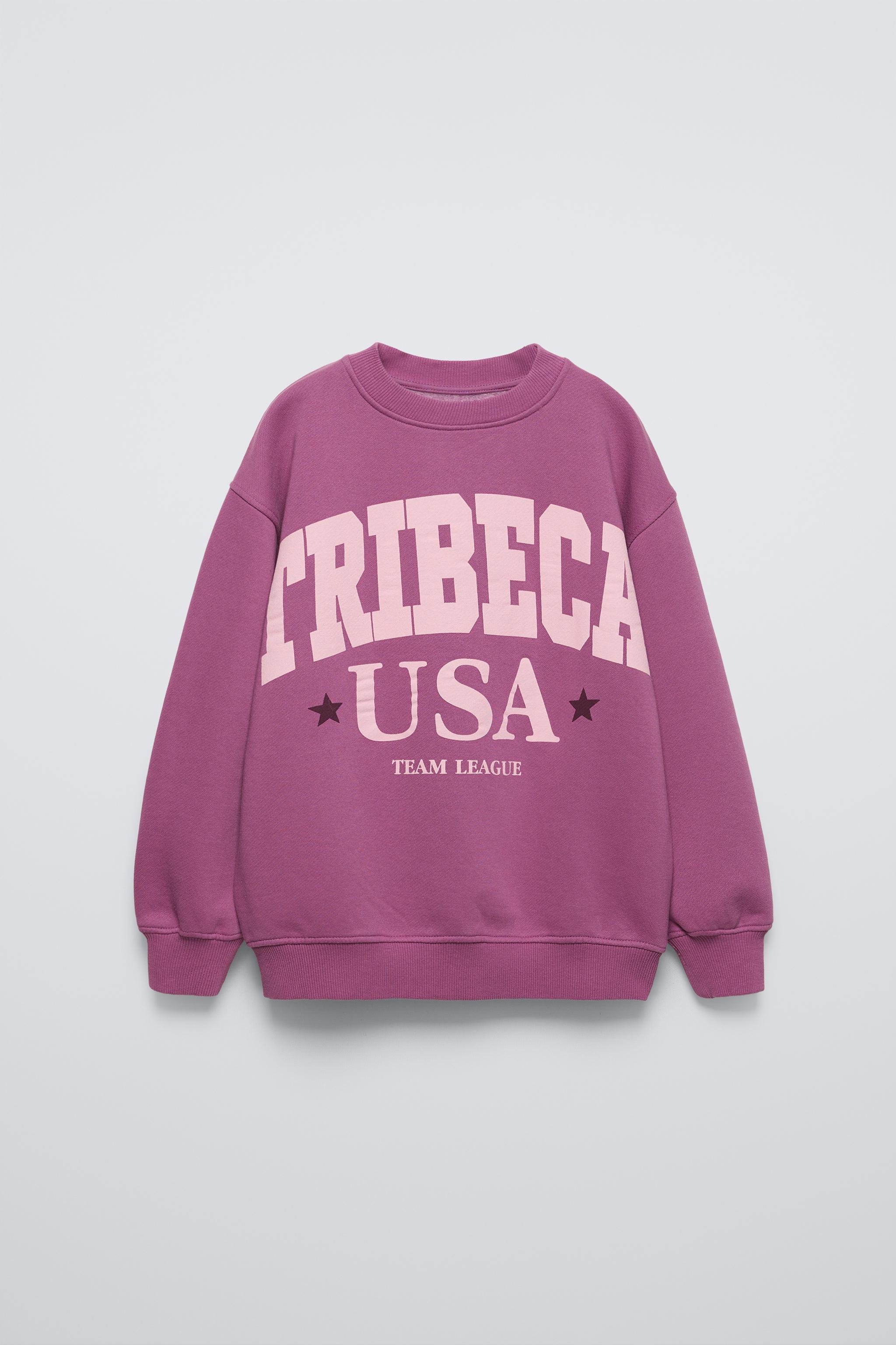 ZARA BLOGGER FAVORITE TEXT PRINT SWEATSHIRT sale FUCHSIA