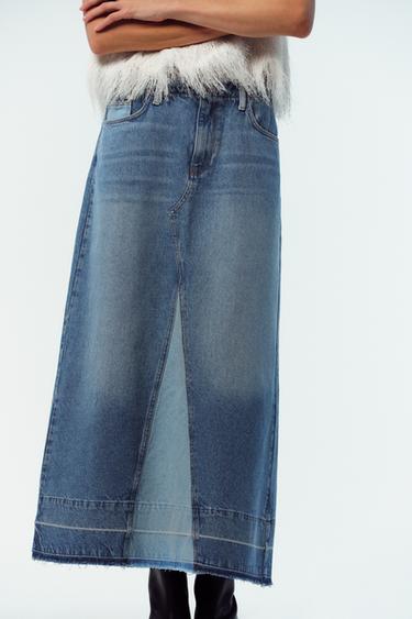 Z1975 COMBINED DENIM MIDI SKIRT - Mid-blue by Zara - Image 1