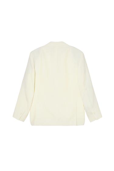 OVERSIZE HERRINGBONE LINEN WOOL SUIT BLAZER - Ecru by Zara - Image 3