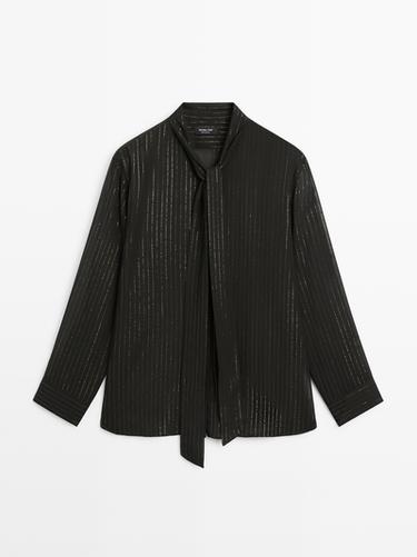 Zara Flowing shirt with scarf collar - Black