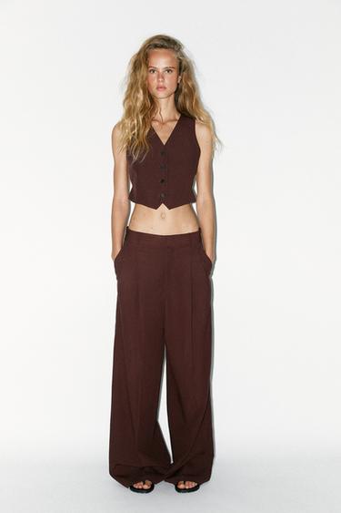 CUT-OUT BACK WAISTCOAT - Dark brown by Zara - Image 0