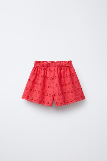 BERMUDA FLEURS BRODÉES - Rouge de Zara - Image 1