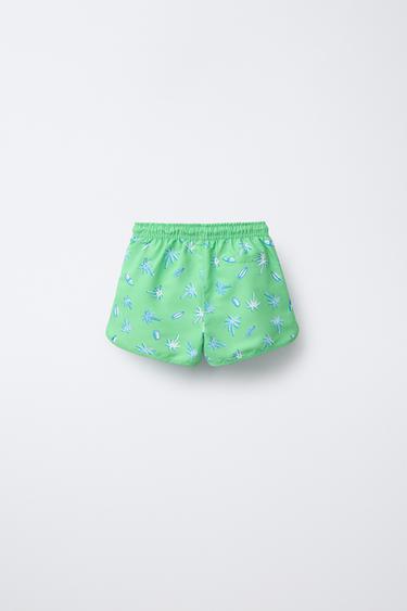 6-14 YEARS/ PALM TREE AND SURF SWIM BERMUDA SHORTS - Green by Zara - Image 1