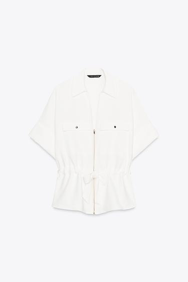 قميص سفاري - أبيض مكسور by Zara