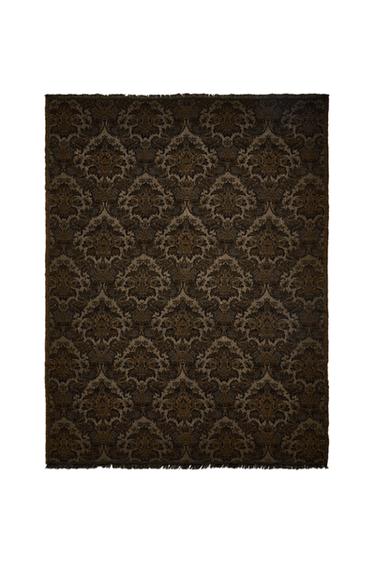 FLORAL JACQUARD THROW - Brown by Zara