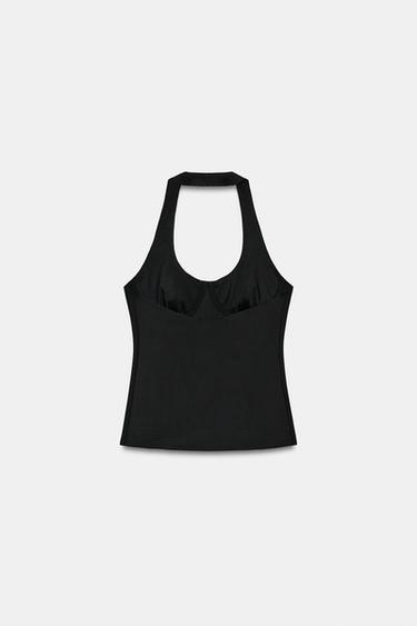TOP HALTER EN POLYAMIDE - Noir de Zara - Image 4