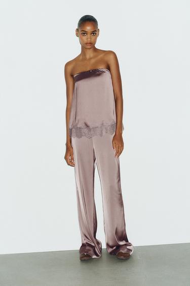 CONJUNT TOP I PANTALONS - Taronja cremat de Zara