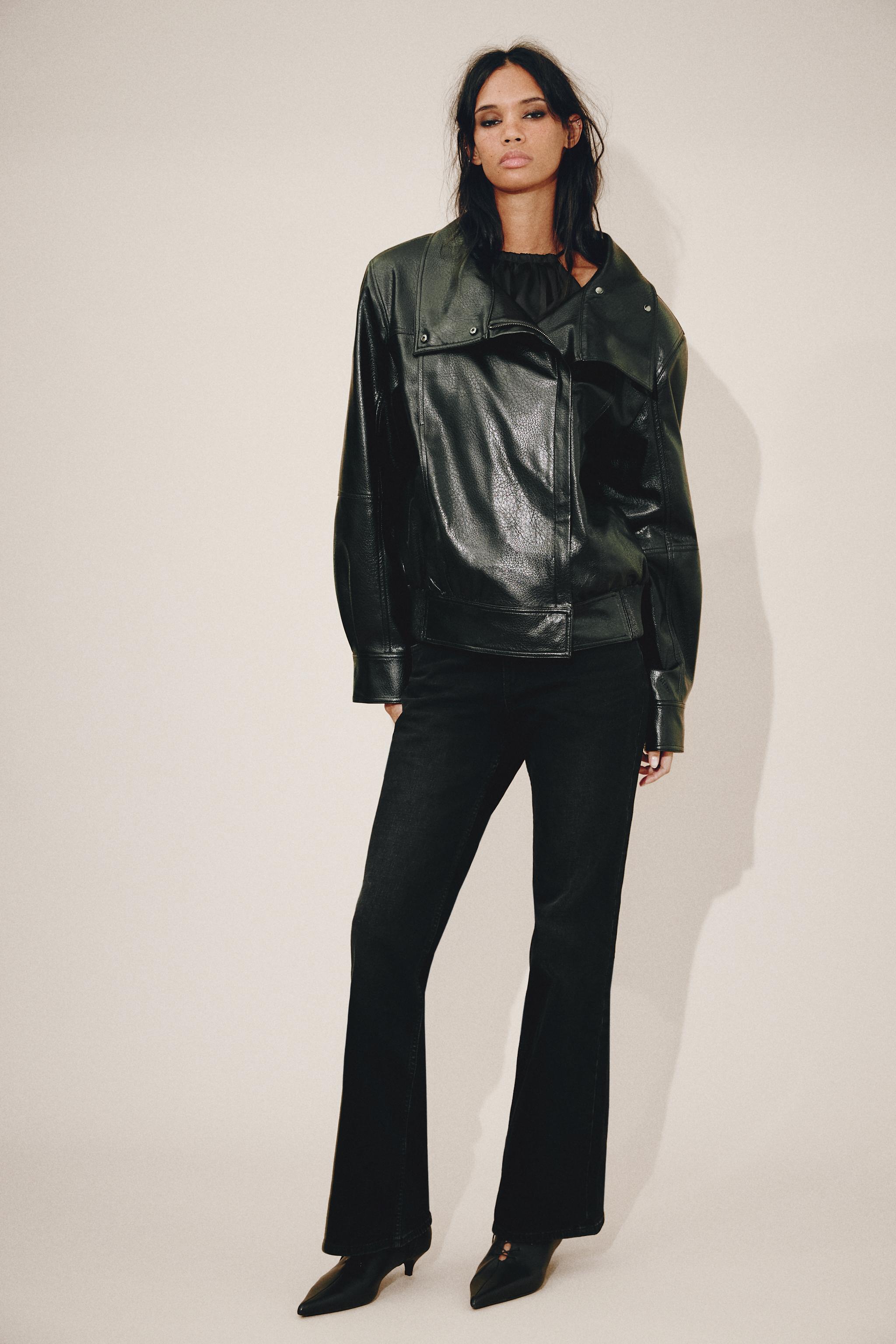 Faux Leather Jacket With Shoulder Pads by Zara