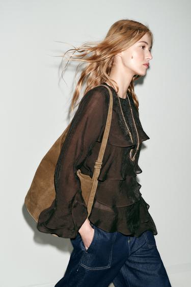 ASYMMETRIC LEATHER BUCKET BAG - 1-525 by Zara - Image 0