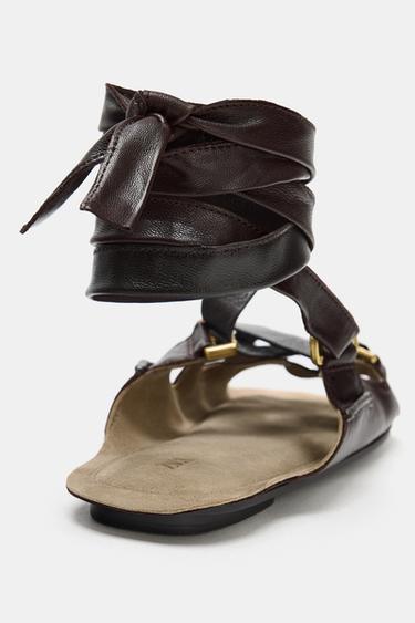 LIMITED EDITION LEATHER SANDALS WITH BUCKLES - Brown by Zara - Image 6