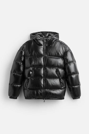 Zara 100% FEATHER FILL PUFFER JACKET - Black