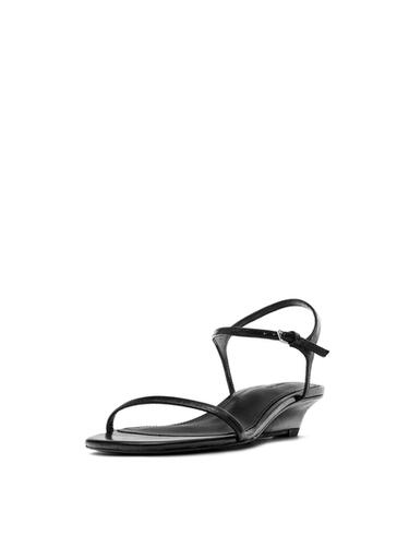 Sandale en cuir à brides compensées - Noir de Zara