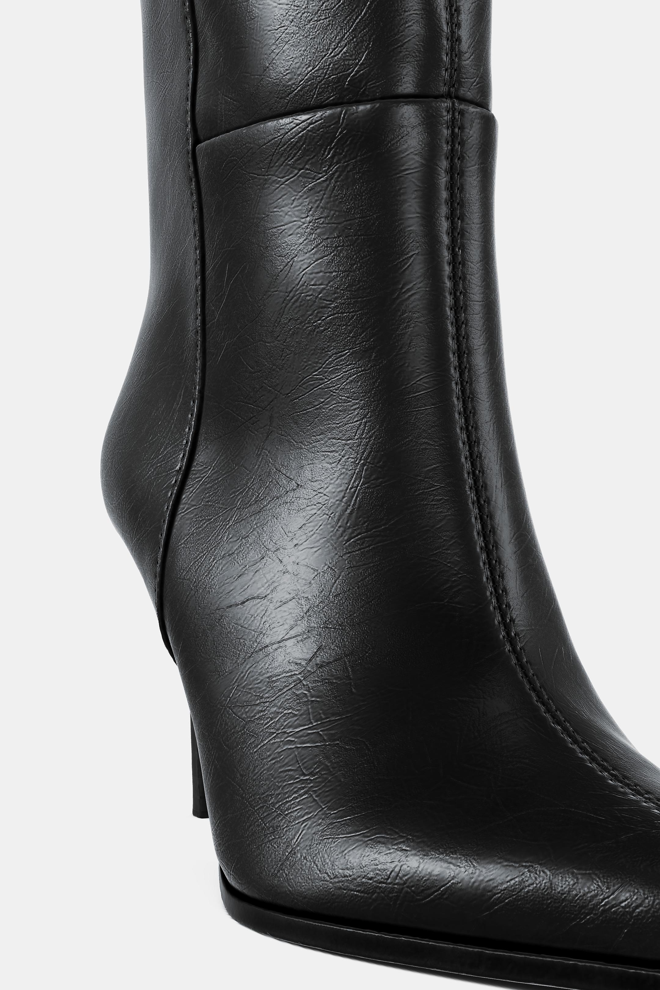 Zara HEELED LEATHER BOOTS - Black