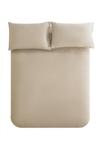 Zara DYED THREAD STRIPED DUVET COVER - Gray / Beige