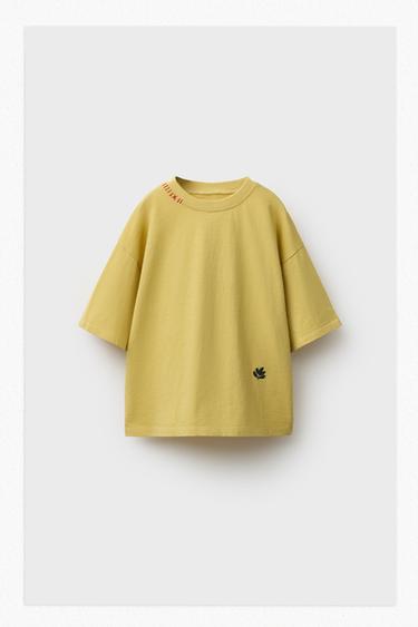 T-SHIRT WITH BIRD EMBROIDERY - Mustard by Zara