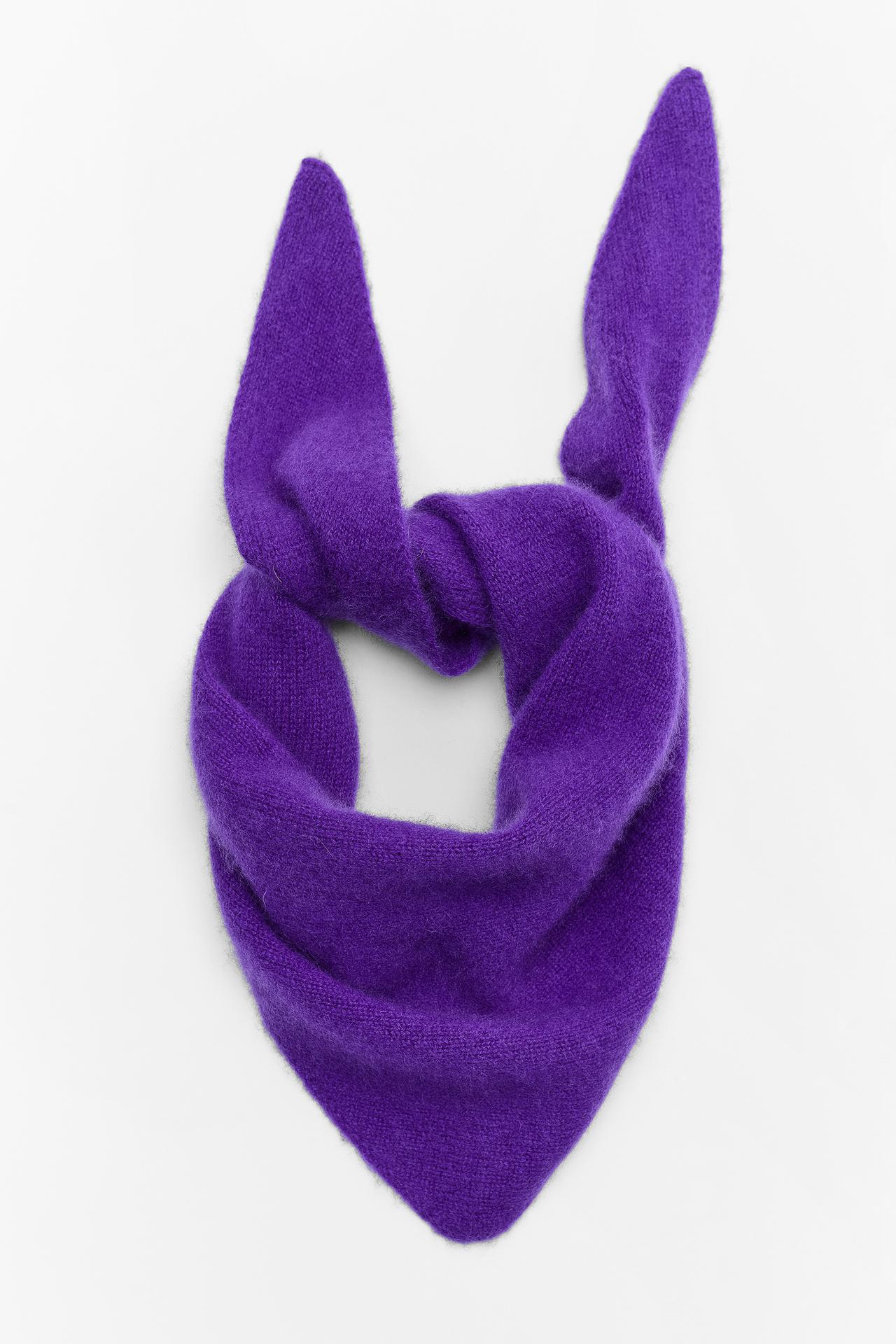 SOLID-COLOR 100% CASHMERE BANDANA — Purple