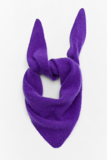 SOLID-COLOR 100% CASHMERE BANDANA — Purple 1