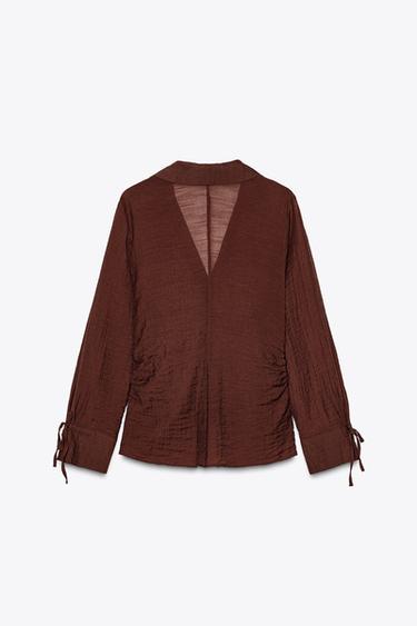 CREASED-EFFECT SHIRT - Brown by Zara - Image 6