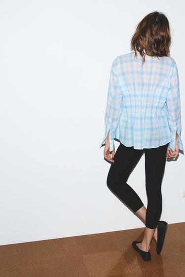 CHECK SHIRT WITH ELASTIC TRIMS - Sky blue by Zara - Image 2