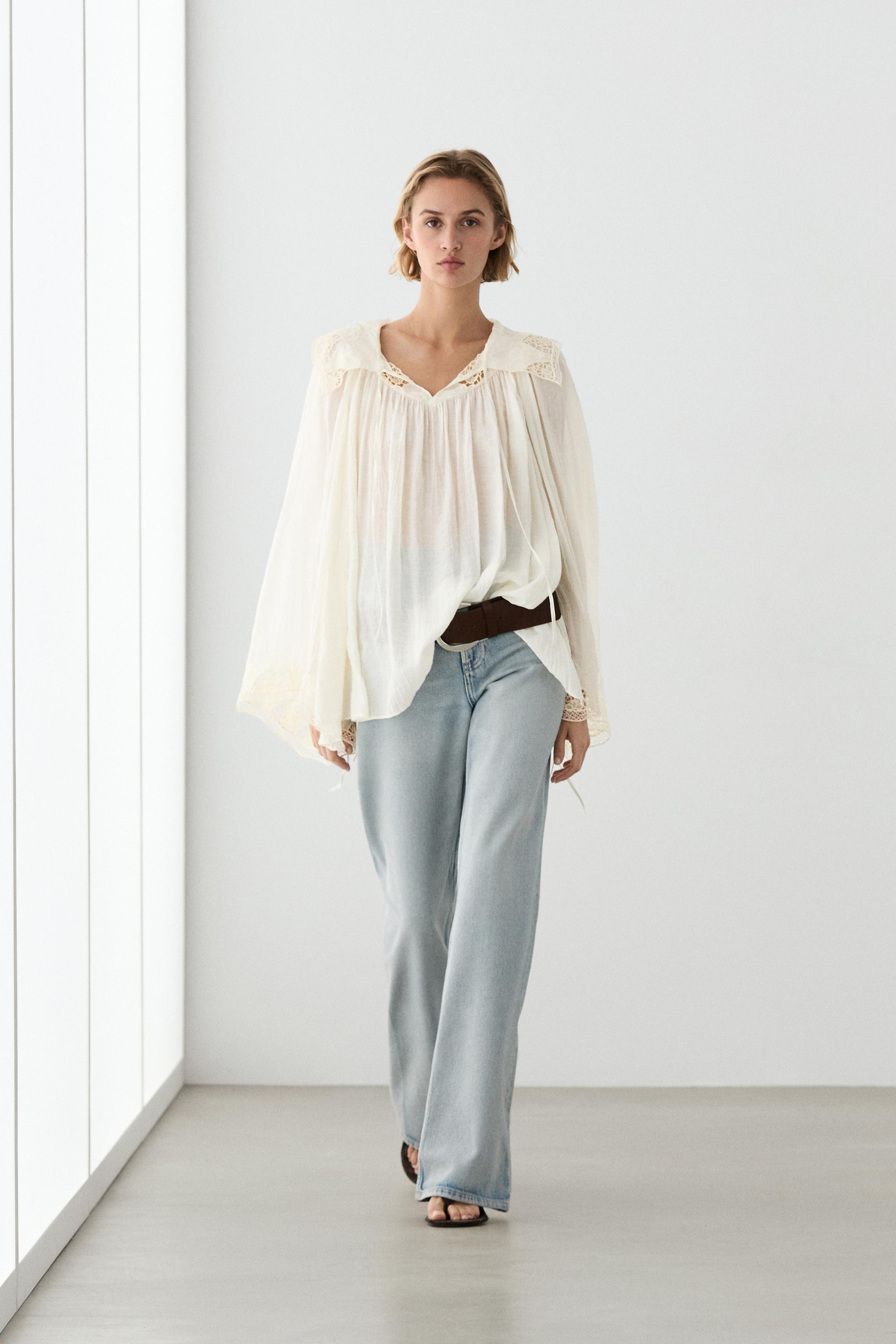 Embroidered flowing blouse