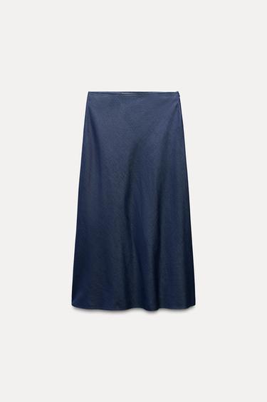 FALDA MIDI FLUIDA - Índigo oscuro de Zara