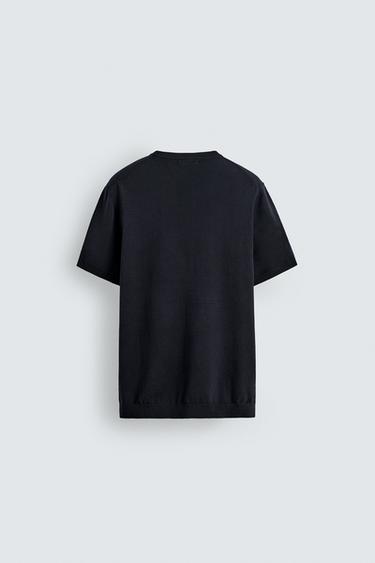 T-SHIRT BASIQUE REGULAR FIT EN MAILLE - Bleu marine foncé de Zara - Image 7
