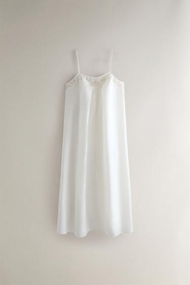 CHEMISE DE NUIT COTON BRODÉ - Blanc cassé de Zara - Image 0