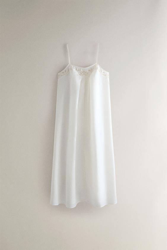 CAMISOLA DE ALGODÃO COM BORDADOS - Branco-marfim da Zara - Imagem 0