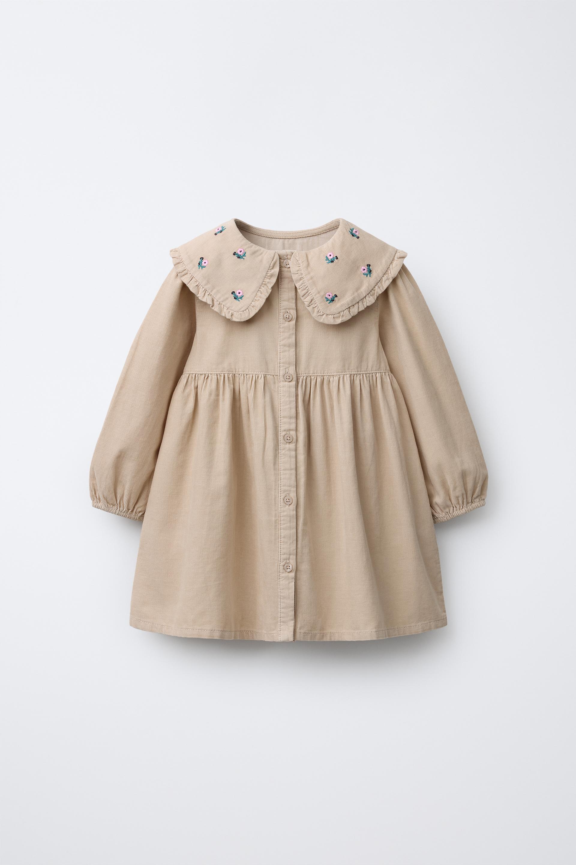 Embroidered Floral Corduroy Dress