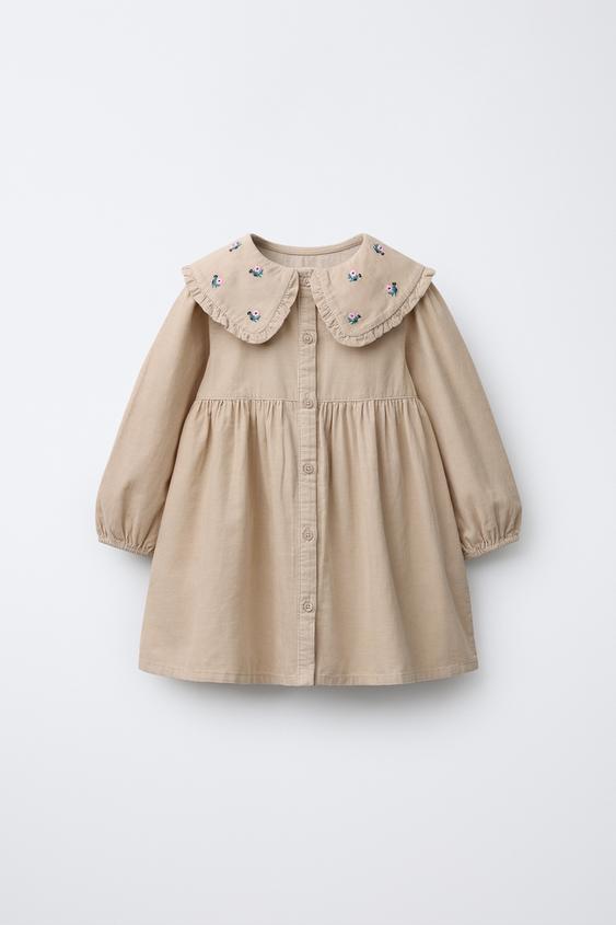 VESTIDO PANA FLORES BORDADAS - Beige de Zara - Imagen 0