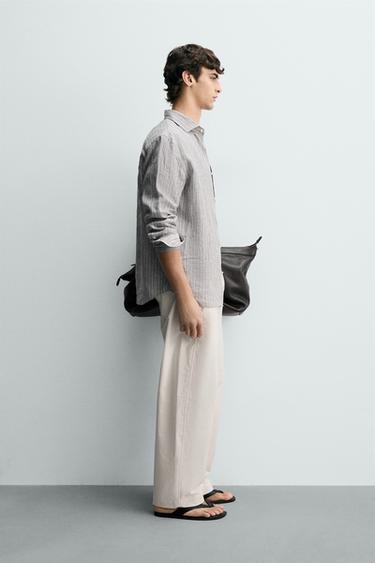 100% LINEN STRIPED SHIRT - striped by Zara - Image 3